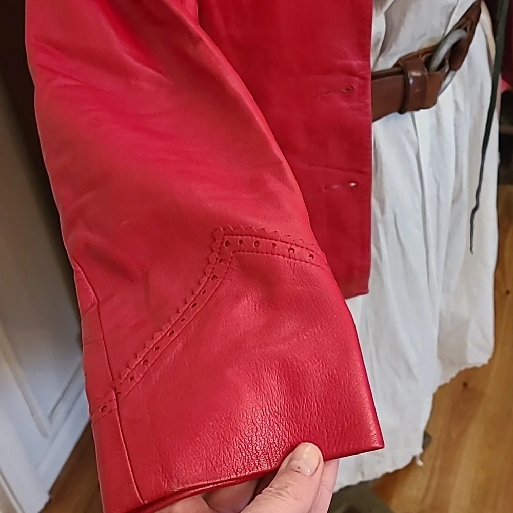 Dana Buchman Red Butter Soft Leather Moto Biker Jacket Size 8 - Picture 4 of 11